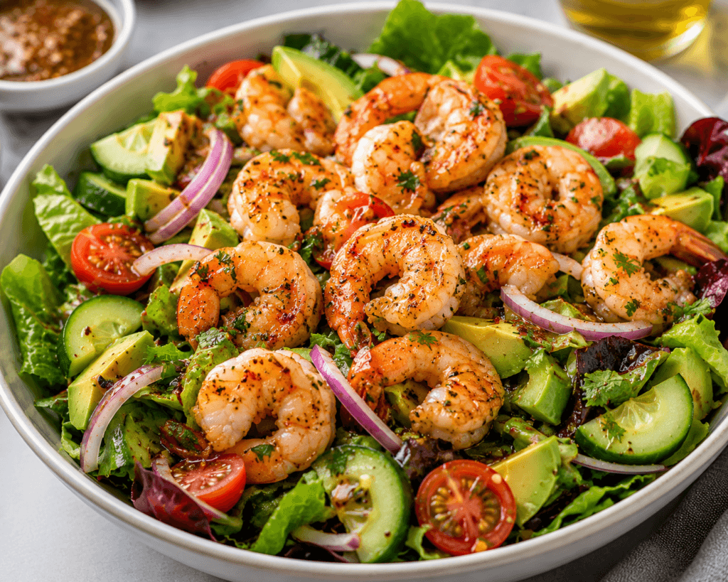 Shrimp-Topped Salad with Spicy Vinaigrette