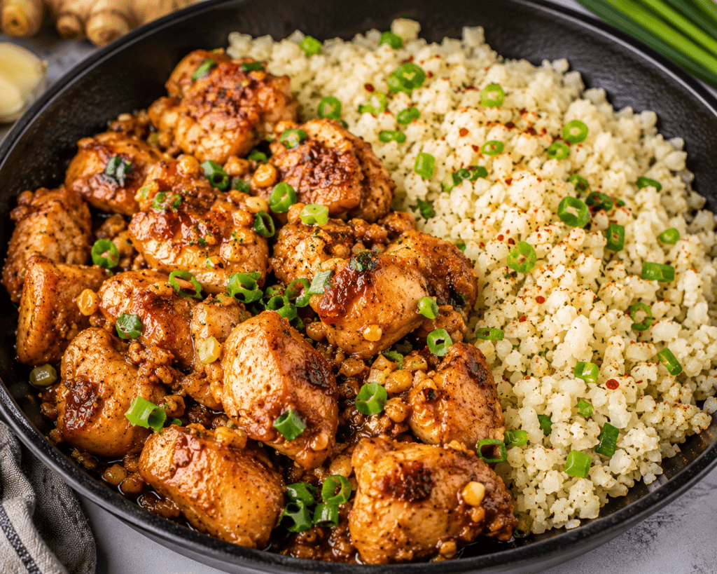 Ginger-Garlic Chicken and Cauliflower Rice