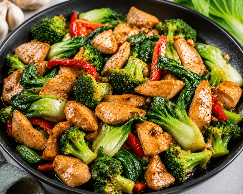 Quick Chicken Stir-Fry with Broccoli and Bok Choy