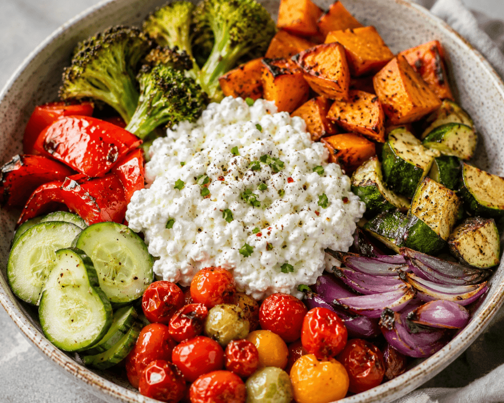 Cottage Cheese and Roasted Vegetable Bowl