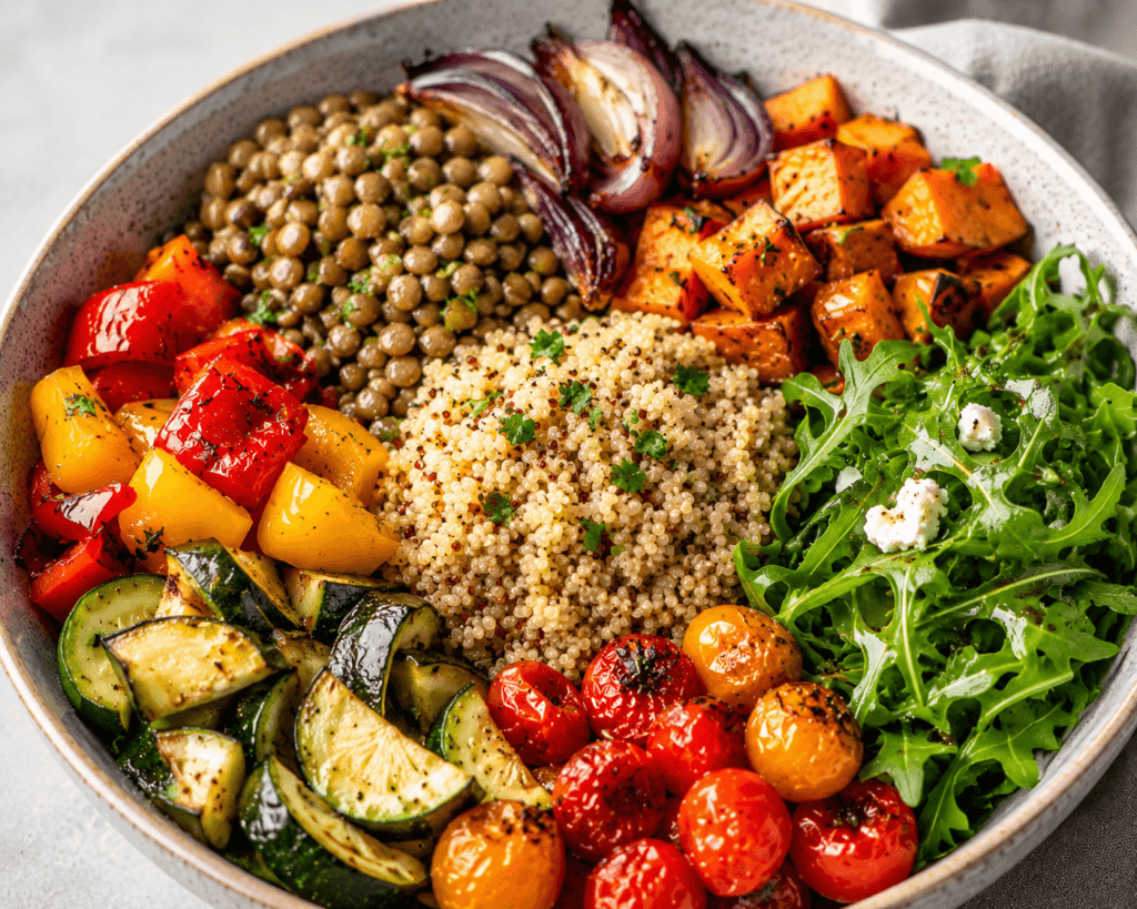Lentil and Roasted Vegetable Grain Bowl