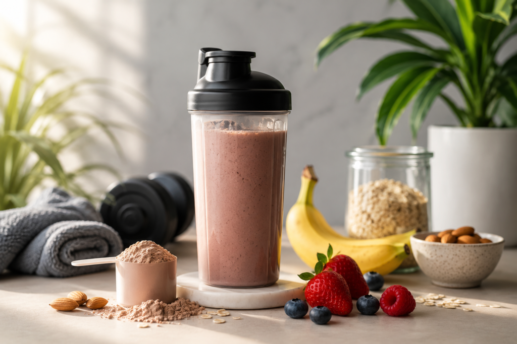 women and protein shakes