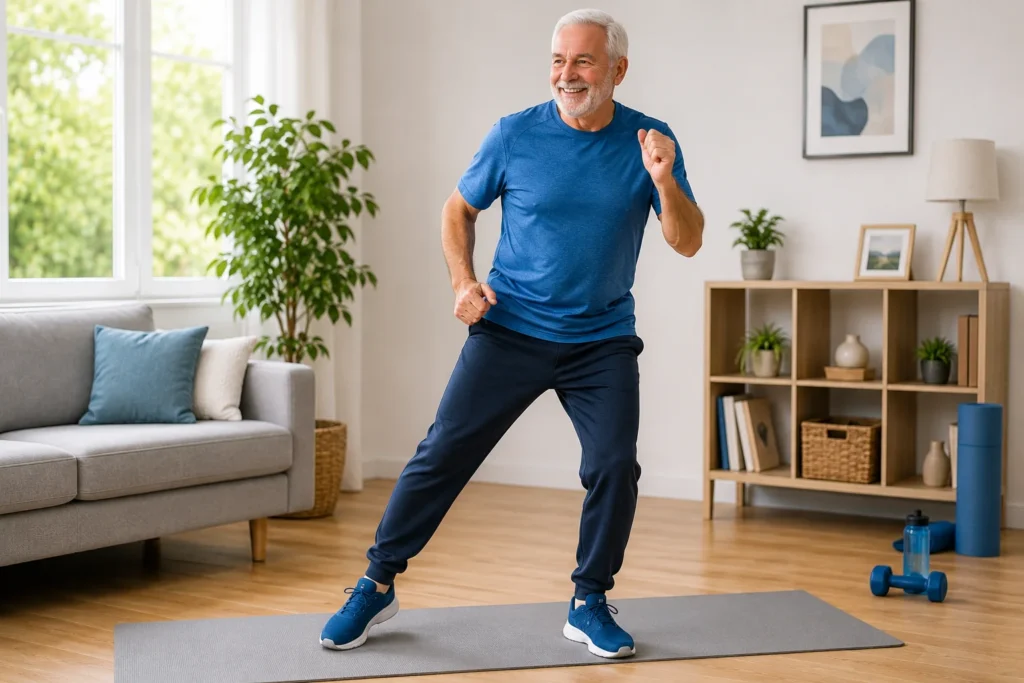 make an image that senior men is doing this exercise with high ctr