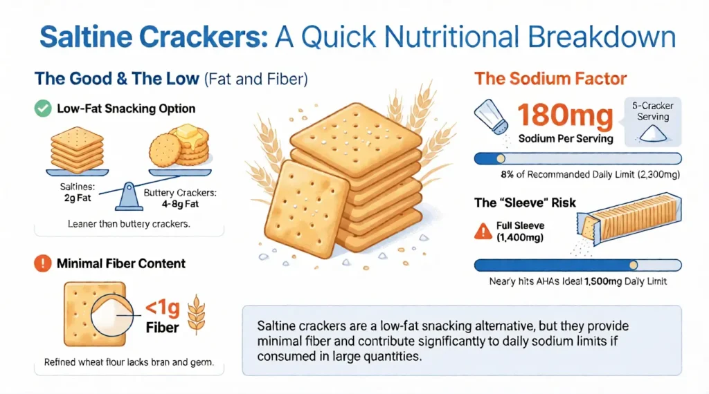 Fat, Sodium, Fiber Do Saltine Crackers Contain