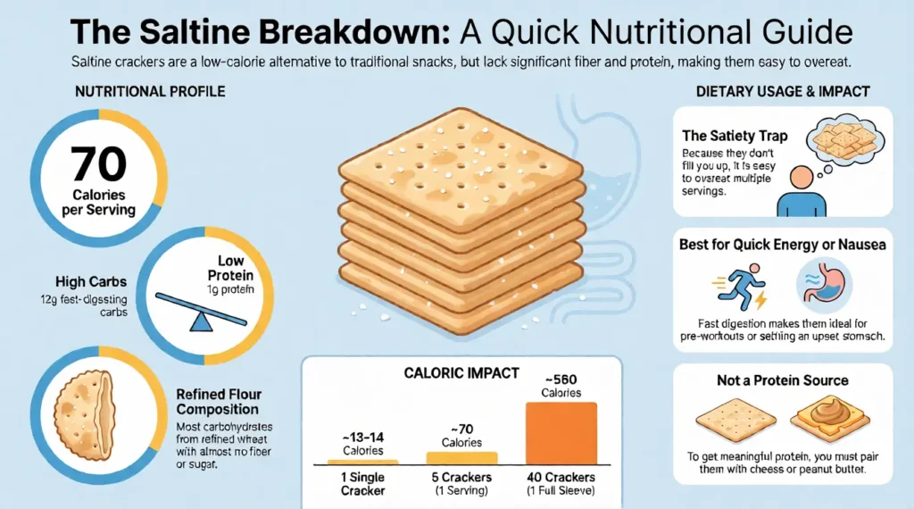 Calories, Carbs Protein are in Saltine Crackers