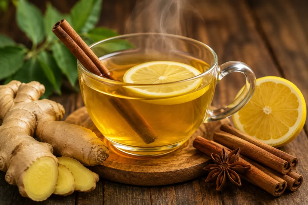 Ginger, Lemon, and Cinnamon Tea